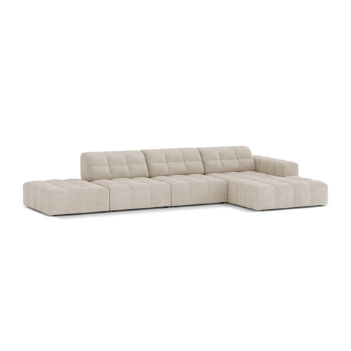 Cosmopolitan Design - Rechter hoekbank Chicago 5-zits, chenille lichtbeige - 167x348x78cm