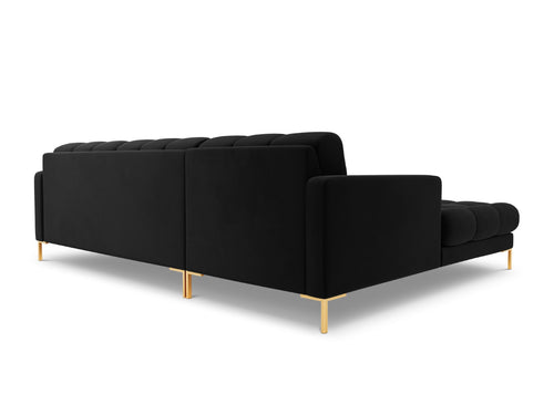 Cosmopolitan Design linker hoekbank Bali 5-zits, flueel, zwart - 185x293x75cm