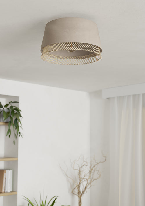 EGLO plafondlamp Tabley - e27 - ø 38 cm - natuur/bruin/zwart - textiel