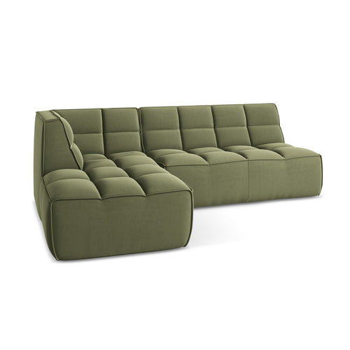 LaMiaSofa Modulaire hoekbank rechts Belluno - velours - olijf - 258x178x75