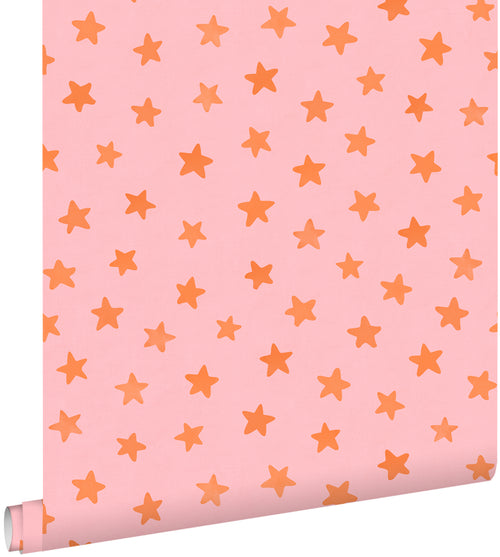 ESTAhome behang sterretjes roze en oranje - 50 x 900 cm - 131711