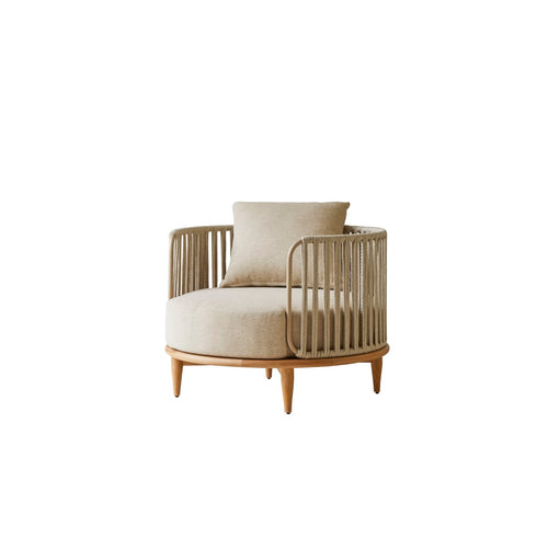 Tikamoon Fauteuil van massief teak en stof - Beige - vtwonen shop