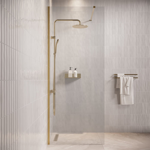 Badplaats Douchewand Florida 90 x 200 cm – Goud – Inloopdouche 8 mm Veiligheidsglas