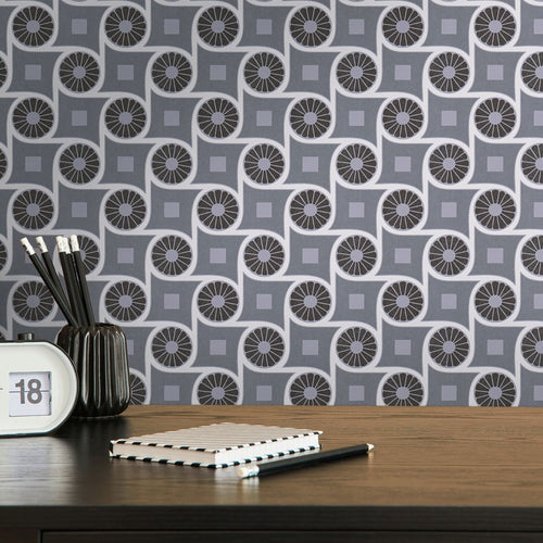 Livingwalls behang grafisch motief grijs, wit en zwart - 53 cm x 10.05 m - AS-390604 - vtwonen shop