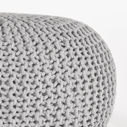 LABEL51 Poef Knitted - Grijs Katoen - 70x70x35cm - vtwonen shop