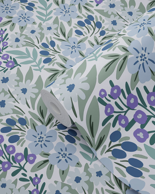 ESTAhome behang bloemen blauw - 50 x 900 cm - 131447 - vtwonen shop