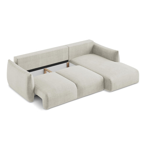 LaMiaSofa hoekbank rechts Savona - textuurstof - lichtbeige - 242x162x90