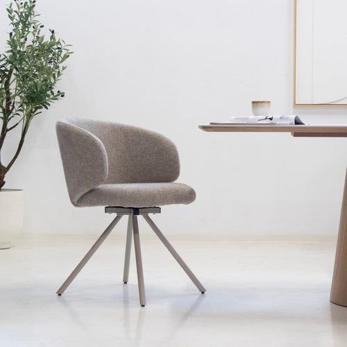 DÉJA Living Eetkamerstoel Sueca - Taupe Stof - Draaibaar - Set van 2 - vtwonen shop