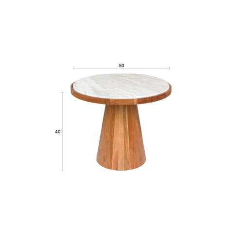 Housecraft Living Mees Salontafel Rond 50 cm Marmer/ Hout - Bruin