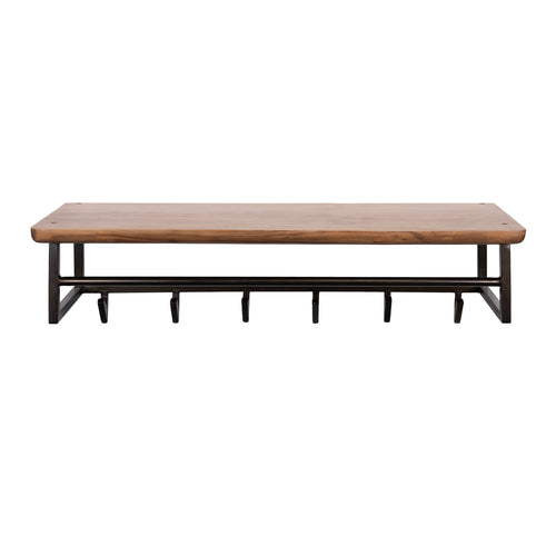 Giga Meubel Kapstok Edge Curve - Bruin Hout - 6 Haken - 100x33x28cm