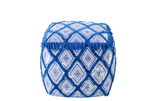 J-Line poef Oosters Patroon - katoen - blauw/wit