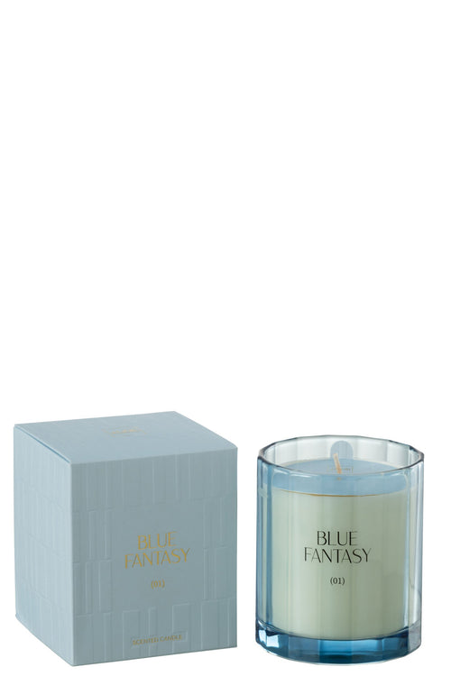 J-Line geurkaars Blue Fantasy - glas - blauw - 30U