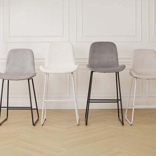 Nolon Nino-Fé Barkruk Grijs - Velvet - Zwart Onderstel - 65 cm