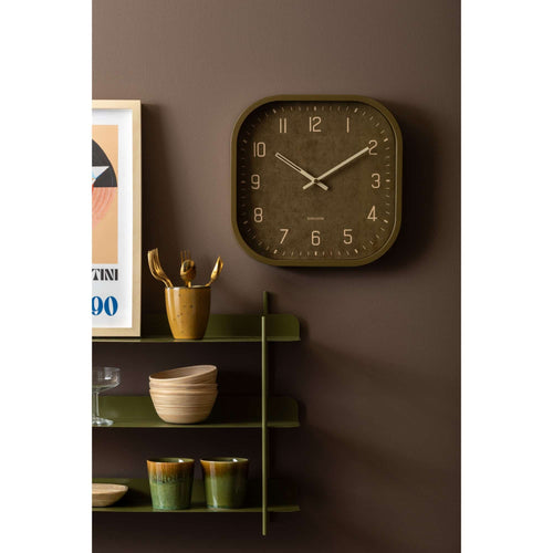 Karlsson wandklok Elemental Cuadrado - groen - Ø30cm