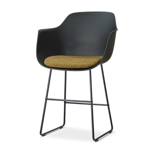 Nolon Nino-Liz barkruk zwart met mosgroen zitkussen - zwart onderstel - 65 cm