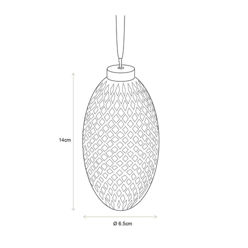 vtwonen Kerstbal Wafel- Porselein - 6.5x14cm - Set van 4