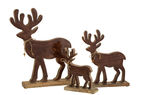 J-Line decoratie Rendier - hout - bruin - large