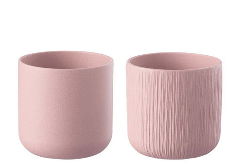 J-Line bloempot Gen - keramiek - roze - XL - 2 stuks -  Ø 20.5 cm