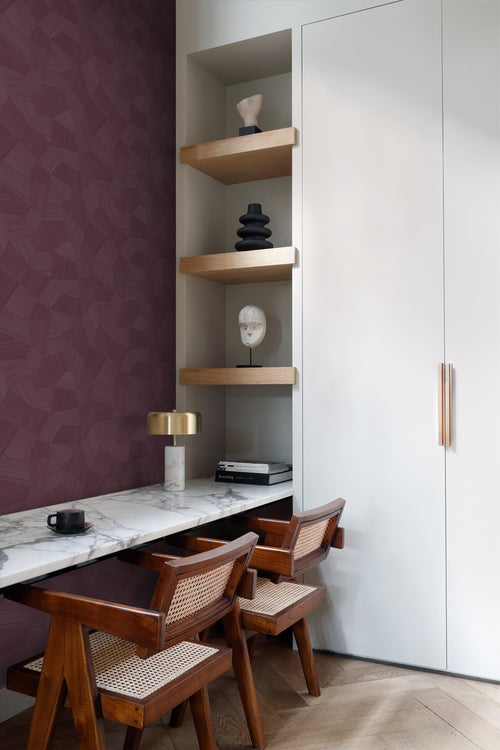 Origin Wallcoverings behang grafisch 3D motief aubergine paars - 50 x 900 cm - 348060 - vtwonen shop