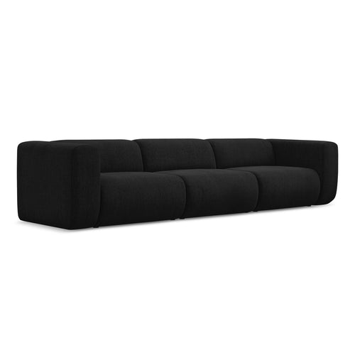 LaMiaSofa 4-zits bank Bari - chenille stof - zwart - 319x89x70