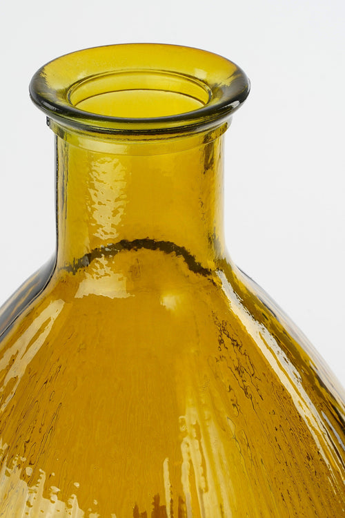 Mica Decorations Firenza Fles Vaas - H59 x Ø29 cm - Gerecycled Glas - Oker