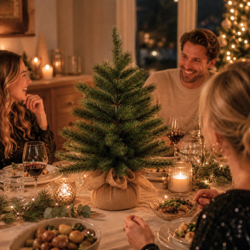 Triumph Tree Forest Frosted Kunstkerstboom H60 x D46 cm - Kunstboom in Jute Zak - Kunst Kerstboom voor Binnen - 64 Tips - Groen