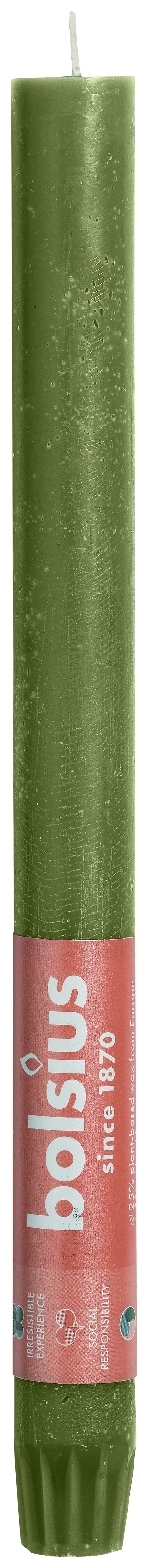 Bolsius dinerkaarsen rustiek - 27cm - olijfgroen - vtwonen shop