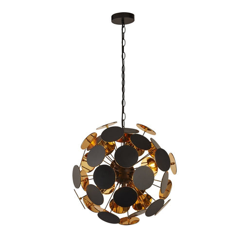 Searchlight DISCUS - 4 lichtzwarte, gouden plafondhangers