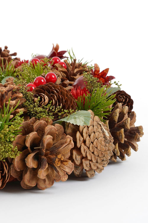 Mica Decorations Landon Kerstkrans met Dennenappels - H9 x Ø45 cm - Bruin