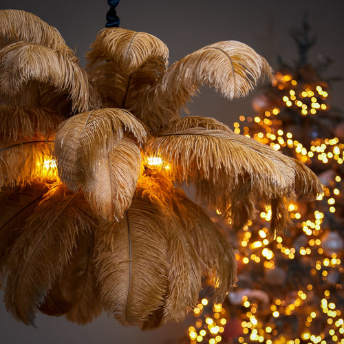 Light & Living hanglamp Feather - bruin - Ø80cm - vtwonen shop