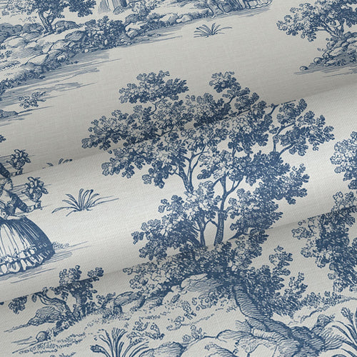 Sanders & Sanders behang toile de jouy print blauw - 53 cm x 10 m - 641035