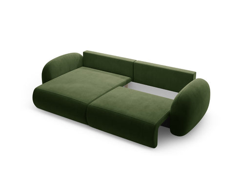 Cosmopolitan Design Omkeerbare converteerbare hoekbank met opbergdoos Tonale 4-zits, flueel legergroen - 149x262x88cm