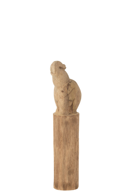 J-Line decoratie Olifant Op Boomstam - hout - naturel - small - vtwonen shop