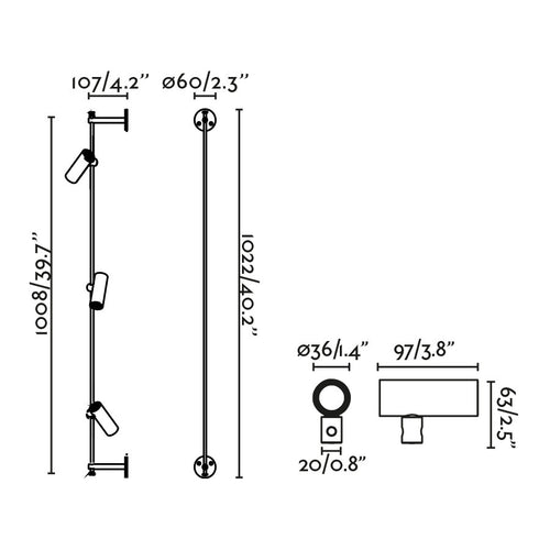 Faro Clap Linear Wall 3x6W Buitenspot Zwart IP65 3000K