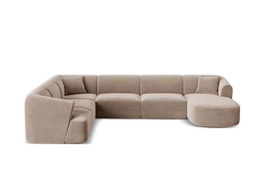 Cosmopolitan Design Modulaire panoramische hoekbank links Campi 7-zits, flueel donkerbeige - 255x330x70cm