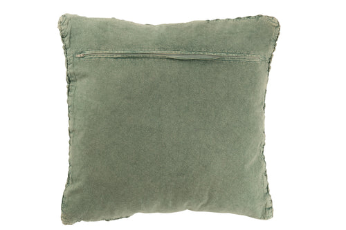 J-Line kussen Gebreid + Vlecht - katoen - groen