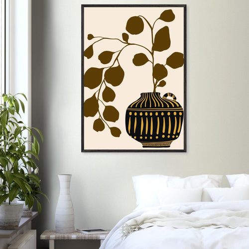 Artfulprints Poster Boho – Golden vase   - 50x70 cm - Bruin