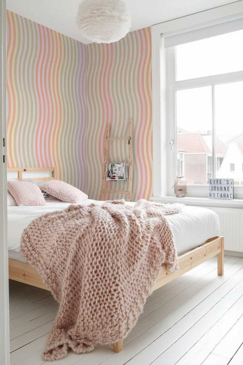 ESTAhome fotobehang zigzag motief pastelkleuren - 300 x 279 cm - 159513