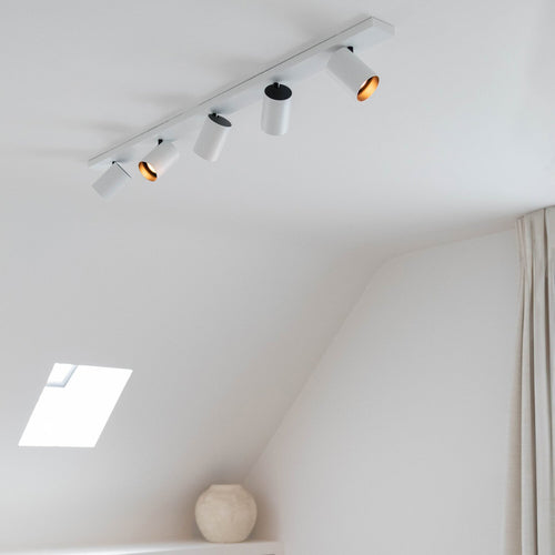 Atmooz plafondlamp Nuo 5 - wit-zwart vanbinnen - 120 x 7 x H 10 cm - GU10