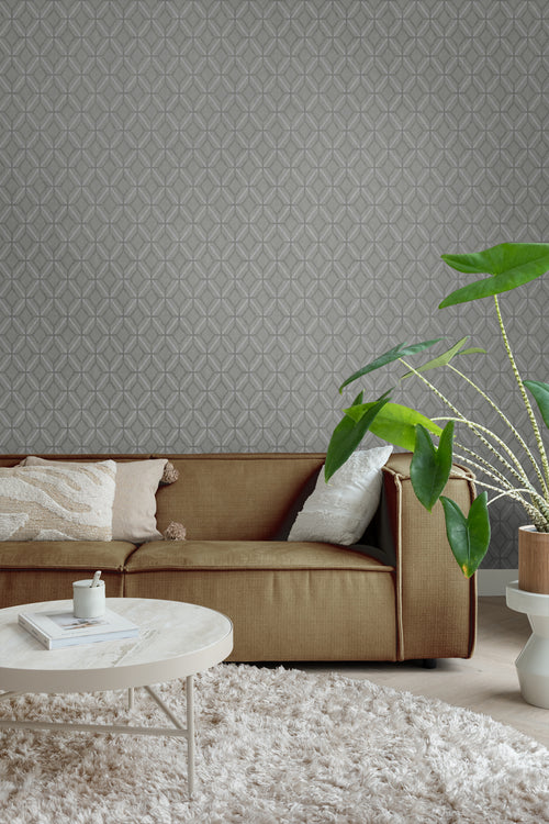 Borastapeter behang grafisch motief grijs - 53 cm x 10.05 m - 660551 - vtwonen shop