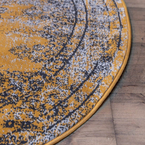 Vintage Vloerkleed Bloom rond - Geel - EVA Interior - 235 x 235 cm - vtwonen shop