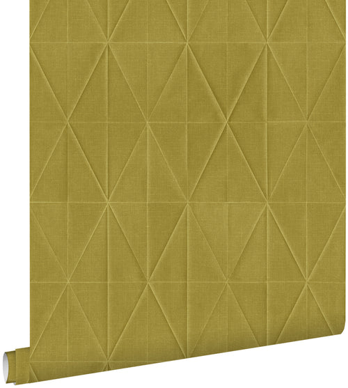 ESTAhome eco-texture vliesbehang origami motief okergeel - 0,53 x 10,05 m - 148711 - vtwonen shop