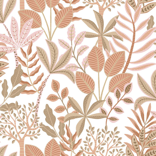 ESTAhome behang bladeren terracotta, bruin en roze - 50 x 900 cm - 131491 - vtwonen shop