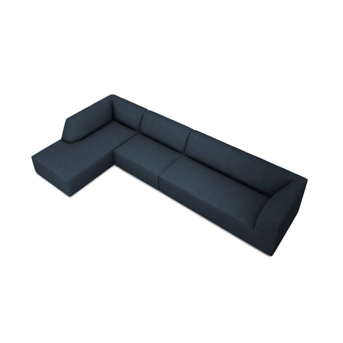 Cosmopolitan Design - Modulaire hoekbank links Siena 5-zits, structurele stof marineblauw - 180x366x69cm