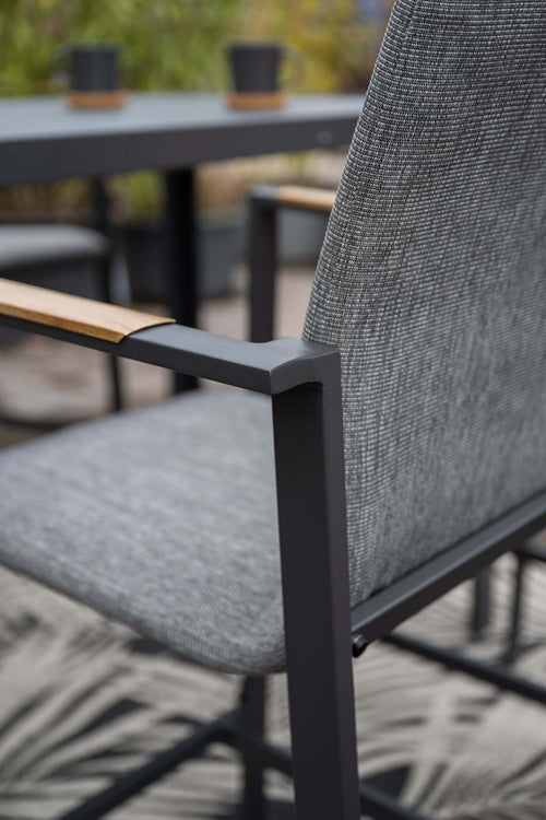 Ottawa barset - carbon black - grijs Texfiber - light teak look - vtwonen shop