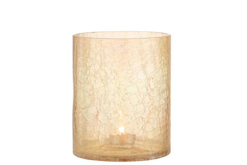 J-Line windlicht Crackle - glas - amber - large