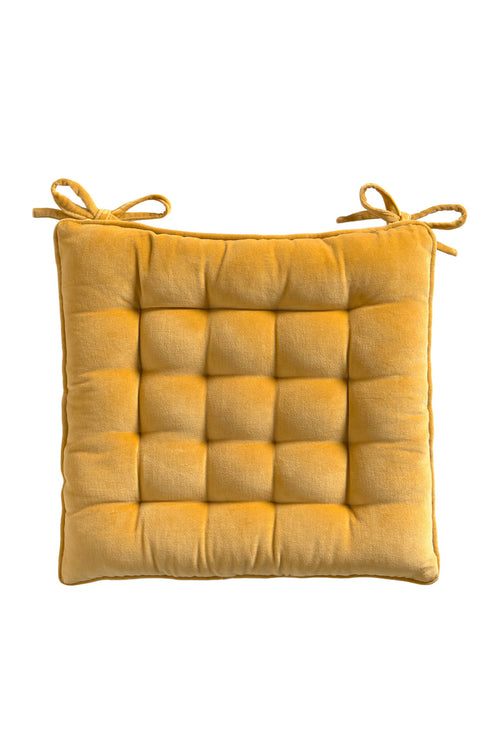 Calma House Stoelkussen Velour - Mosterd - 40x40x4