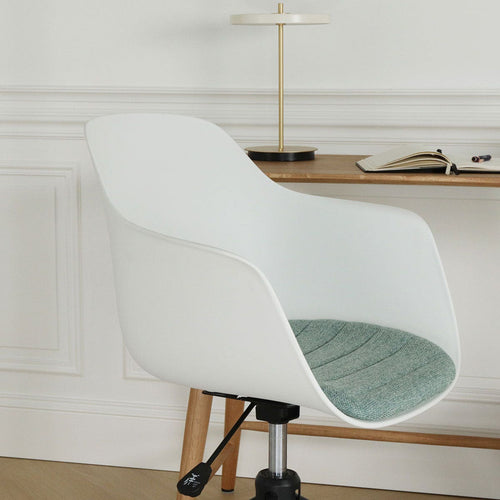 Nolon Nout-Liz Bureaustoel Wit - Zacht Groen Kussen - Zwart Onderstel