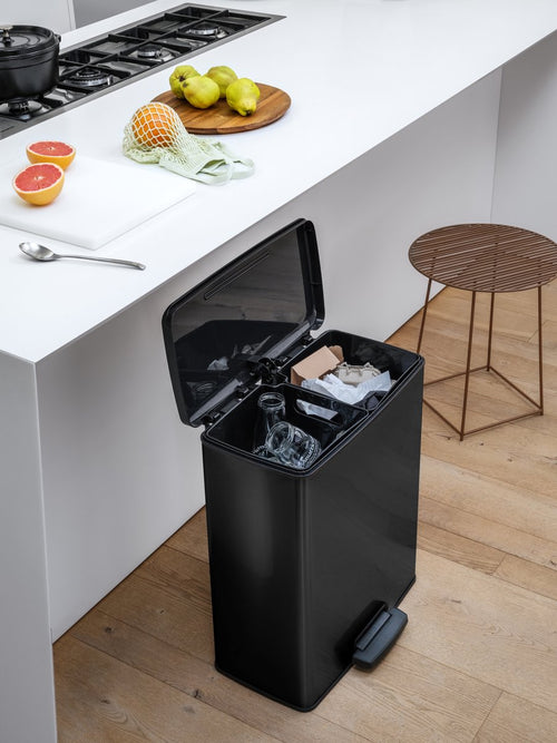 Curver Decobin Duo Prullenbak - 26L+26L - Rechthoekig - Zwart - vtwonen shop