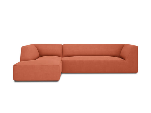 Micadoni linker hoekbank Ruby 4-zits, structurele stof, koraal - 180x273x69cm